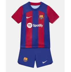 Strój piłkarski Barcelona Koszulka Podstawowej dziecięce 2023-24 Krótki Rękaw (+ Krótkie spodenki)