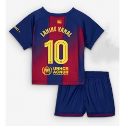 Strój piłkarski Barcelona Lamine Yamal #10 Koszulka Podstawowej dziecięce 2025-26 Krótki Rękaw (+ Krótkie spodenki)