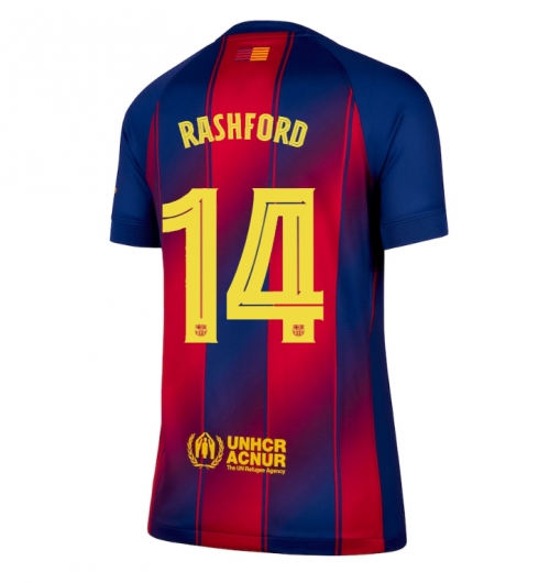 Strój piłkarski Barcelona Marcus Rashford #14 Koszulka Podstawowej damskie 2025-26 Krótki Rękaw Strój piłkarski Barcelona Marcus Rashford #14 Koszulka Podstawowej damskie 2025-26 Krótki Rękaw