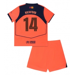Strój piłkarski Barcelona Marcus Rashford #14 Koszulka Trzeciej dziecięce 2025-26 Krótki Rękaw (+ Krótkie spodenki)