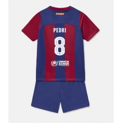 Strój piłkarski Barcelona Pedri Gonzalez #8 Koszulka Podstawowej dziecięce 2023-24 Krótki Rękaw (+ Krótkie spodenki)