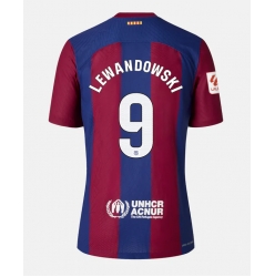 Strój piłkarski Barcelona Robert Lewandowski #9 Koszulka Podstawowej damskie 2023-24 Krótki Rękaw