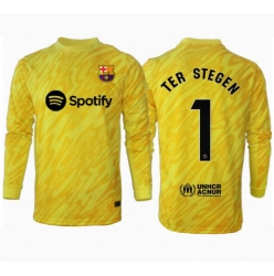 Strój piłkarski Barcelona Ter Stegen #1 Bramkarskie Koszulka Podstawowej 2024-25 Długi Rękaw
