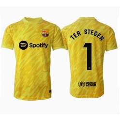 Strój piłkarski Barcelona Ter Stegen #1 Bramkarskie Koszulka Podstawowej 2024-25 Krótki Rękaw
