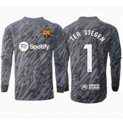 Strój piłkarski Barcelona Ter Stegen #1 Bramkarskie Koszulka Trzeciej 2024-25 Długi Rękaw
