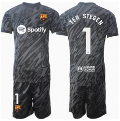 Strój piłkarski Barcelona Ter Stegen #1 Bramkarskie Koszulka Trzeciej dziecięce 2024-25 Krótki Rękaw (+ Krótkie spodenki)