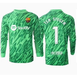 Strój piłkarski Barcelona Ter Stegen #1 Bramkarskie Koszulka Wyjazdowej 2024-25 Długi Rękaw