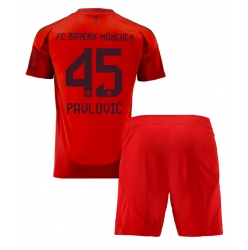 Strój piłkarski Bayern Munich Aleksandar Pavlovic #45 Koszulka Podstawowej dziecięce 2024-25 Krótki Rękaw (+ Krótkie spodenki)