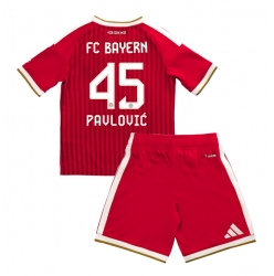 Strój piłkarski Bayern Munich Aleksandar Pavlovic #45 Koszulka Podstawowej dziecięce 2026-27 Krótki Rękaw (+ Krótkie spodenki)