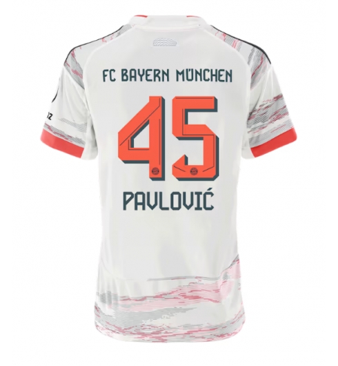 Strój piłkarski Bayern Munich Aleksandar Pavlovic #45 Koszulka Wyjazdowej damskie 2025-26 Krótki Rękaw Strój piłkarski Bayern Munich Aleksandar Pavlovic #45 Koszulka Wyjazdowej damskie 2025-26 Krótki Rękaw