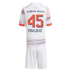 Strój piłkarski Bayern Munich Aleksandar Pavlovic #45 Koszulka Wyjazdowej dziecięce 2025-26 Krótki Rękaw (+ Krótkie spodenki)