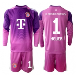 Strój piłkarski Bayern Munich Manuel Neuer #1 Bramkarskie Koszulka Trzeciej dziecięce 2025-26 Długi Rękaw (+ Krótkie spodenki)