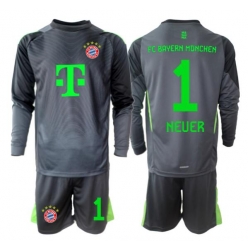 Strój piłkarski Bayern Munich Manuel Neuer #1 Bramkarskie Koszulka Wyjazdowej dziecięce 2025-26 Długi Rękaw (+ Krótkie spodenki)