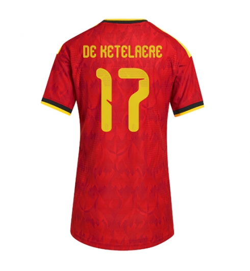 Strój piłkarski Belgia Charles De Ketelaere #17 Koszulka Podstawowej damskie MŚ 2026 Krótki Rękaw Strój piłkarski Belgia Charles De Ketelaere #17 Koszulka Podstawowej damskie MŚ 2026 Krótki Rękaw