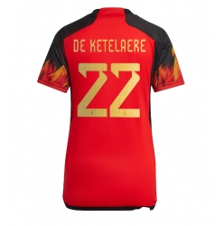Strój piłkarski Belgia Charles De Ketelaere #22 Koszulka Podstawowej damskie MŚ 2022 Krótki Rękaw