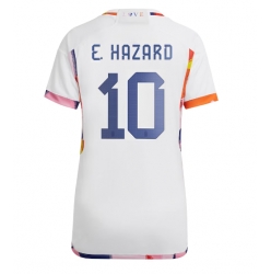 Strój piłkarski Belgia Eden Hazard #10 Koszulka Wyjazdowej damskie MŚ 2022 Krótki Rękaw