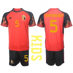 Strój piłkarski Belgia Jan Vertonghen #5 Koszulka Podstawowej dziecięce MŚ 2022 Krótki Rękaw (+ Krótkie spodenki)