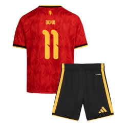 Strój piłkarski Belgia Jeremy Doku #11 Koszulka Podstawowej dziecięce MŚ 2026 Krótki Rękaw (+ Krótkie spodenki)