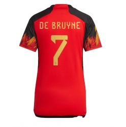Strój piłkarski Belgia Kevin De Bruyne #7 Koszulka Podstawowej damskie MŚ 2022 Krótki Rękaw
