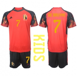 Strój piłkarski Belgia Kevin De Bruyne #7 Koszulka Podstawowej dziecięce MŚ 2022 Krótki Rękaw (+ Krótkie spodenki)