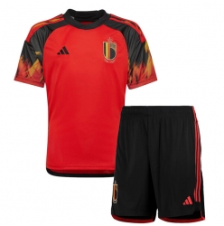 Strój piłkarski Belgia Koszulka Podstawowej dziecięce MŚ 2022 Krótki Rękaw (+ Krótkie spodenki)