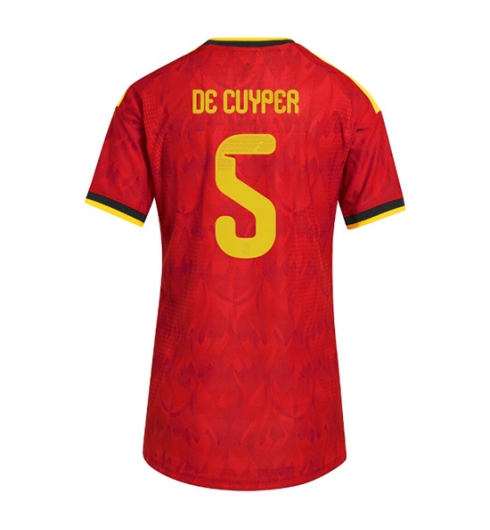 Strój piłkarski Belgia Maxim De Cuyper #5 Koszulka Podstawowej damskie MŚ 2026 Krótki Rękaw Strój piłkarski Belgia Maxim De Cuyper #5 Koszulka Podstawowej damskie MŚ 2026 Krótki Rękaw