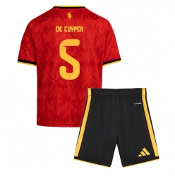 Strój piłkarski Belgia Maxim De Cuyper #5 Koszulka Podstawowej dziecięce MŚ 2026 Krótki Rękaw (+ Krótkie spodenki)