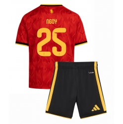 Strój piłkarski Belgia Nathan Ngoy #25 Koszulka Podstawowej dziecięce MŚ 2026 Krótki Rękaw (+ Krótkie spodenki)