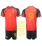 Strój piłkarski Belgia Romelu Lukaku #9 Koszulka Podstawowej dziecięce MŚ 2022 Krótki Rękaw (+ Krótkie spodenki)