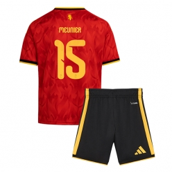Strój piłkarski Belgia Thomas Meunier #15 Koszulka Podstawowej dziecięce MŚ 2026 Krótki Rękaw (+ Krótkie spodenki)