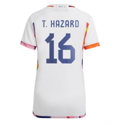 Strój piłkarski Belgia Thorgan Hazard #16 Koszulka Wyjazdowej damskie MŚ 2022 Krótki Rękaw