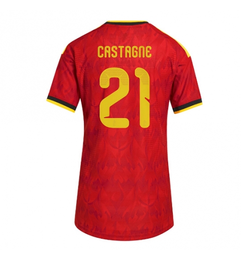 Strój piłkarski Belgia Timothy Castagne #21 Koszulka Podstawowej damskie MŚ 2026 Krótki Rękaw Strój piłkarski Belgia Timothy Castagne #21 Koszulka Podstawowej damskie MŚ 2026 Krótki Rękaw