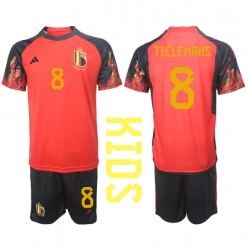 Strój piłkarski Belgia Youri Tielemans #8 Koszulka Podstawowej dziecięce MŚ 2022 Krótki Rękaw (+ Krótkie spodenki)