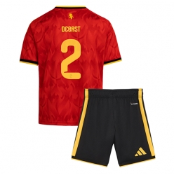 Strój piłkarski Belgia Zeno Debast #2 Koszulka Podstawowej dziecięce MŚ 2026 Krótki Rękaw (+ Krótkie spodenki)