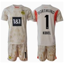 Strój piłkarski Borussia Dortmund Gregor Kobel #1 Bramkarskie Koszulka Podstawowej dziecięce 2024-25 Krótki Rękaw (+ Krótkie spodenki)