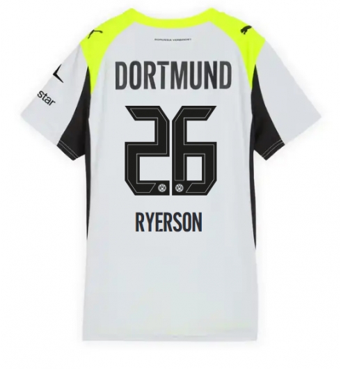 Strój piłkarski Borussia Dortmund Julian Ryerson #26 Koszulka Wyjazdowej damskie 2025-26 Krótki Rękaw Strój piłkarski Borussia Dortmund Julian Ryerson #26 Koszulka Wyjazdowej damskie 2025-26 Krótki Rękaw