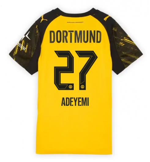 Strój piłkarski Borussia Dortmund Karim Adeyemi #27 Koszulka Podstawowej damskie 2025-26 Krótki Rękaw Strój piłkarski Borussia Dortmund Karim Adeyemi #27 Koszulka Podstawowej damskie 2025-26 Krótki Rękaw