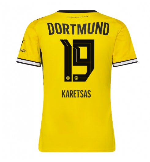 Strój piłkarski Borussia Dortmund Konstantinos Karetsas #19 Koszulka Podstawowej damskie 2026-27 Krótki Rękaw Strój piłkarski Borussia Dortmund Konstantinos Karetsas #19 Koszulka Podstawowej damskie 2026-27 Krótki Rękaw
