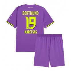 Strój piłkarski Borussia Dortmund Konstantinos Karetsas #19 Koszulka Trzeciej dziecięce 2026-27 Krótki Rękaw (+ Krótkie spodenki)