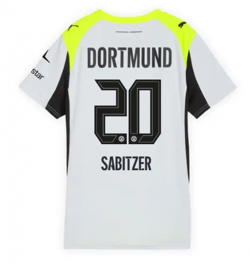 Strój piłkarski Borussia Dortmund Marcel Sabitzer #20 Koszulka Wyjazdowej damskie 2025-26 Krótki Rękaw Strój piłkarski Borussia Dortmund Marcel Sabitzer #20 Koszulka Wyjazdowej damskie 2025-26 Krótki Rękaw