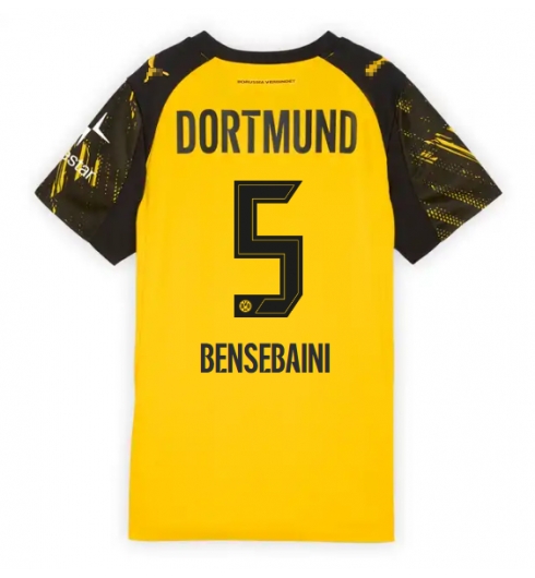Strój piłkarski Borussia Dortmund Ramy Bensebaini #5 Koszulka Podstawowej damskie 2025-26 Krótki Rękaw Strój piłkarski Borussia Dortmund Ramy Bensebaini #5 Koszulka Podstawowej damskie 2025-26 Krótki Rękaw