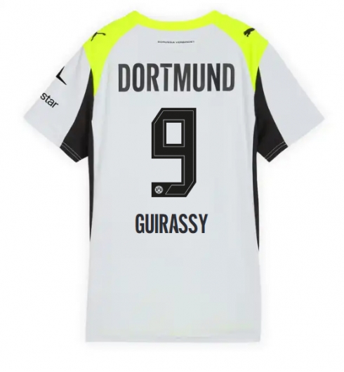Strój piłkarski Borussia Dortmund Serhou Guirassy #9 Koszulka Wyjazdowej damskie 2025-26 Krótki Rękaw Strój piłkarski Borussia Dortmund Serhou Guirassy #9 Koszulka Wyjazdowej damskie 2025-26 Krótki Rękaw