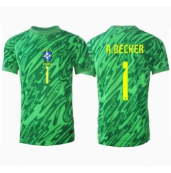 Strój piłkarski Brazylia Alisson Becker #1 Bramkarskie Koszulka Podstawowej Copa America 2024 Krótki Rękaw