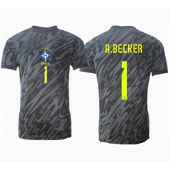 Strój piłkarski Brazylia Alisson Becker #1 Bramkarskie Koszulka Wyjazdowej Copa America 2024 Krótki Rękaw
