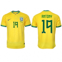 Strój piłkarski Brazylia Antony #19 Koszulka Podstawowej MŚ 2022 Krótki Rękaw