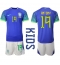 Strój piłkarski Brazylia Antony #19 Koszulka Wyjazdowej dziecięce MŚ 2022 Krótki Rękaw (+ Krótkie spodenki)