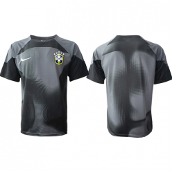 Strój piłkarski Brazylia Bramkarskie Koszulka Podstawowej MŚ 2022 Krótki Rękaw