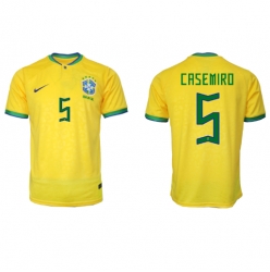 Strój piłkarski Brazylia Casemiro #5 Koszulka Podstawowej MŚ 2022 Krótki Rękaw