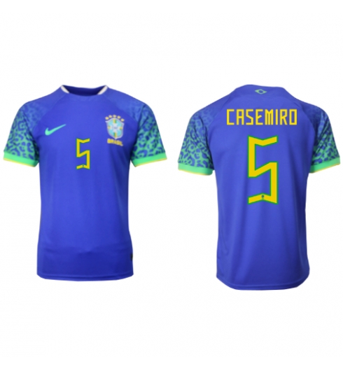 Strój piłkarski Brazylia Casemiro #5 Koszulka Wyjazdowej MŚ 2022 Krótki Rękaw