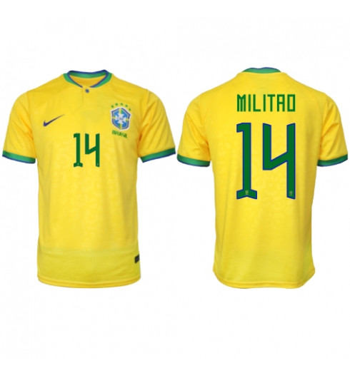 Strój piłkarski Brazylia Eder Militao #14 Koszulka Podstawowej MŚ 2022 Krótki Rękaw